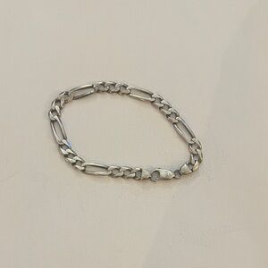 Figaro 9” 925 Silver Bracelet.